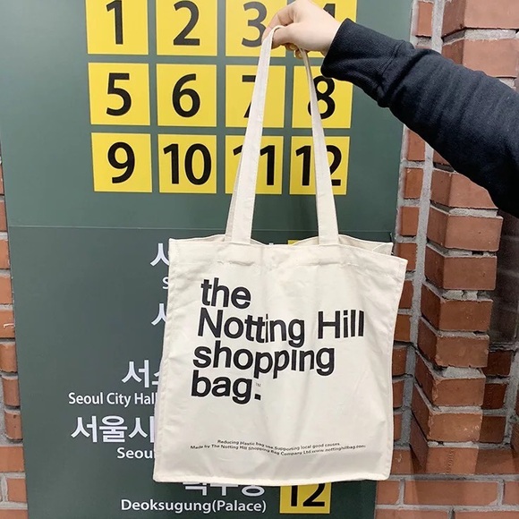 Canvas tote bag cotton the notting hill print bag shopping shoulder bag